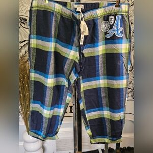 NWT Vintage Y2K Aero Plaid Sleep Pants with Blue and Green Accents Size Large